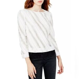 Maje Lamia Diagonal Sheer Stripe Back Button Blouse